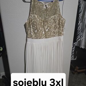 Soieblu Gold and White Embellished Dress